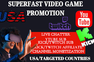 do viral kick, twitch, youtube channel promotion to gain live viewers chatters