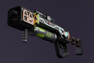 redesign 3d sci fi roblox gun  model, 3d weapon blender rendering , pbr texture