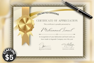 design professional certificate,diplomas, and custom certificate templates
