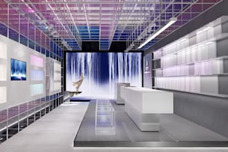 craft 3d exterior boutique ,café,retail store, cartoon,golf bar realistic render