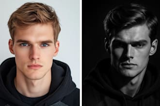 transform your photo into a 1920s hollywood style black and white portrait