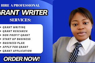 do grant writing, research and application, grant proposal, business plan grant