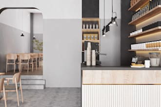 redesign 3d coffee shop,ice cream counter,cgi cafe render,furniture set,3dlayout