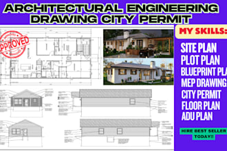 architect city permit blueprint framing plan adu stamp mep construction drawing