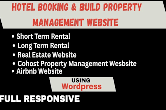 build property management website, vacation rental website, hotel booking
