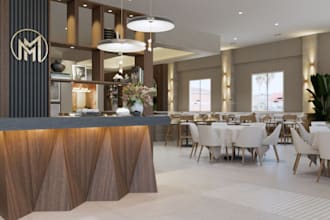 design 3d office interior, restaurant, hotel, cafe, gym with realistic rendering