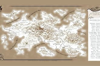 fantasy map illustration, campaign dnd map tabletop board game map, cartography