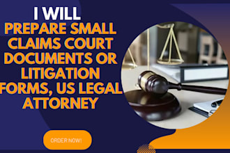 prepare small claims court documents or litigation forms, US legal attorney