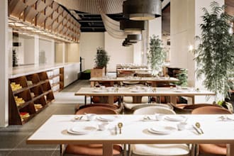 render restaurant design,coffee shop,interior bar,commercial building,gym center