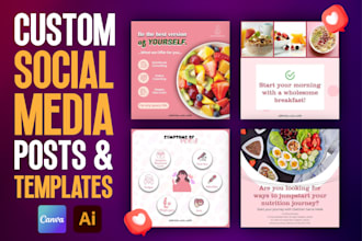 design custom social media posts and templates in canva or illustrator