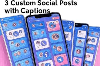 design 3 social media posts with custom captions using canva