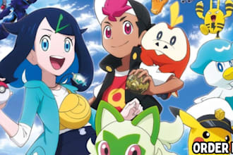 draw pokemon team fakemon monster anime character and you as a pokemon trainer