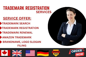 do trademark uspto filing and search, amazon brand registry in UK USA and canada