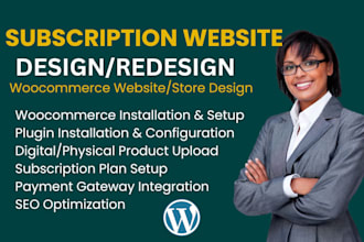 build digital product subscription website, woocommerce subscription website