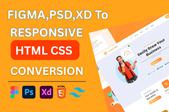 do figma to html, psd to html, xd to html, responsive design using tailwind css