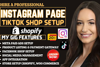 setup tiktok dropshipping shop instagram shop facebook page, meta paid ads setup