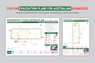 design fire emergency evacuation plan, exit plan, safety plan, diagram