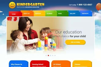 create kindergarten, daycare, preschool, childcare, baby city, school website
