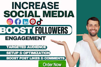 increase followers fast organically, or facebook ads, instagram ads, tiktok ads