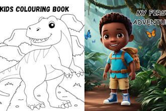 create children colouring book illustration, kids coloring book, KDP book cover