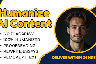 humanize ai content, proofread essays, remove plagarism, grammar check and spell