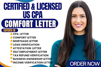 sign US CPA letter, audit financial statement, income verification CPA letter