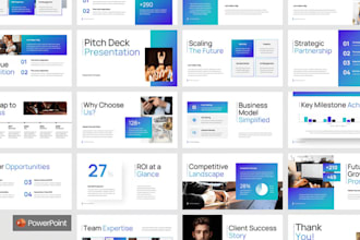 do powerpoint preseentation design, goggle slides,  and pitch deck presentation