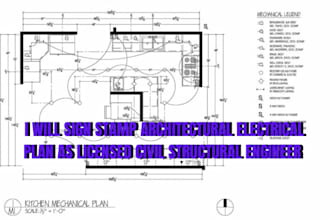 sign stamp architectural electrical plan as licensed civil structural engineer