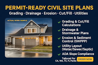 do site grading, drainage, erosion, and cut fill design for permit approval