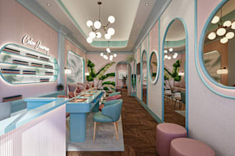 remodel 3d makeup studio, barbershop,nails shop, spa, lounge,beauty salon render