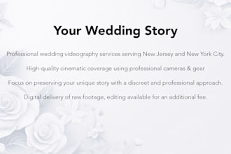 provide wedding videography services in new jersey or NYC
