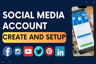 create and setup any social media account like facebook, instagram, twitter