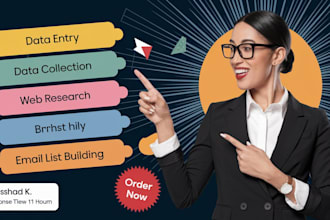data entry, data mining, web research, scraping, email list building, copy past