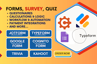 create jotform typeform google forms, surveys, cognito form, trivia, quiz, eform