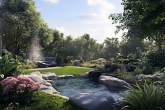 make backyard landscape design, garden, pool, and front yard
