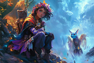 paint a character illustration in a fantasy world