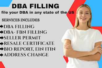 help with dba filing, fbn, llc dissolution register your US llc, ein, itin