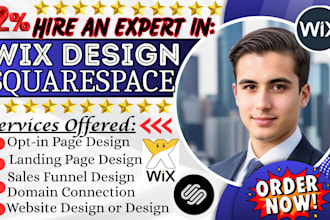 wix landing page and squarespace landing page design, fix, connect domain