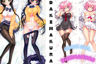 draw custom anime girl, dakimakura body pillow, anime art, sfw, fantasy, live2d