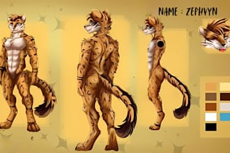 draw furry character reference sheet furry anthro nsfw oc ref sheet for fursuit