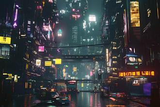 design cyberpunk night city sci fi style for any project