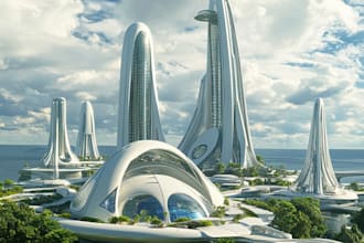 design sci fi, cyberpunk, fantasy science fiction city, game art