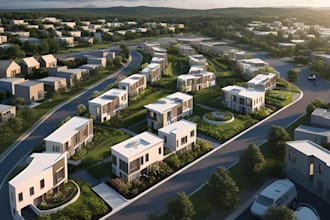 do neighborhood, urban plan, master plan 3d model render with walkthrough video