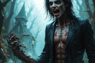 draw a fantasy horror and fantasy horror character art