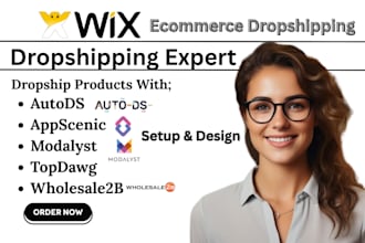 setup wix ecommerce dropshipping website via autods appscenic modalyst topdawg