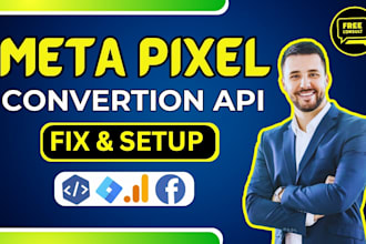 set up or fix facebook pixel, ga4, capi, gtm and ecom events