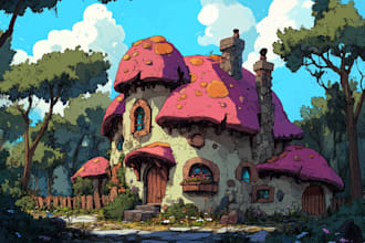 make 2d, scifi, fantasy, realistic environment or character concept art