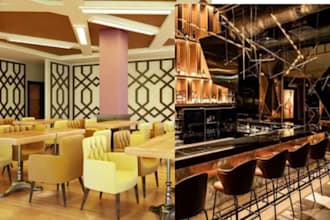 do 3d cafe interior, cafe design, restaurant design