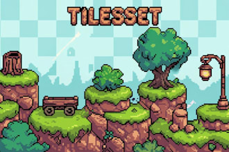 create custom pixel art 2d sprite sheet game animation, pixel background tileset
