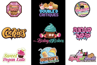 do ice cream candy sweets restaurant pizza bbq food and bakery logo design